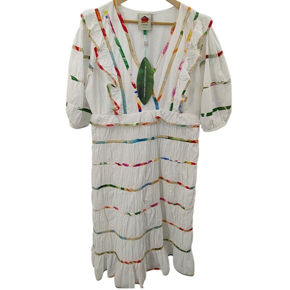 Farm Rio Mixed Off White Print Midi Dress Size Large Brand New With Tags - Picture 4 of 6